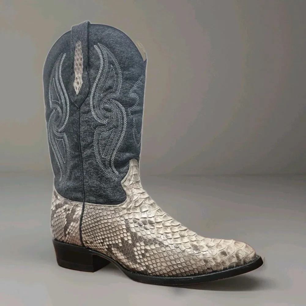 Arango Natural Python Black Men's Size 8.5M Boots Western Cowboy